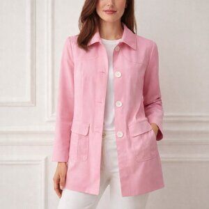 BANDOLINIO Y2K Pink Jacket Trench Raincoat Lined Lightweight W Buttons